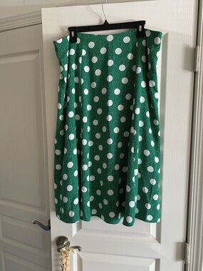 Boden Green Polka Dot Midi Skirt
